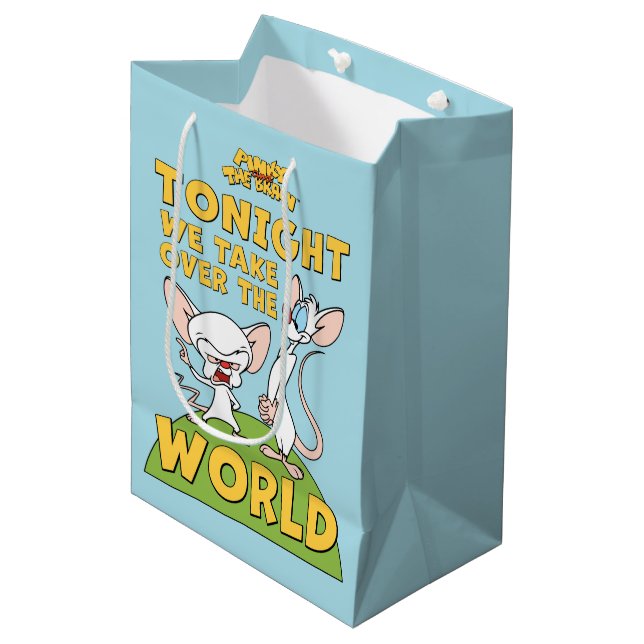 Sac Cadeau Moyen Pinky et le cerveau | Reprendre Le Monde (Devant Angle)