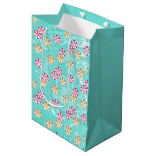 Sac Cadeau Moyen Piscine D'Été Parasols Rose Jaune