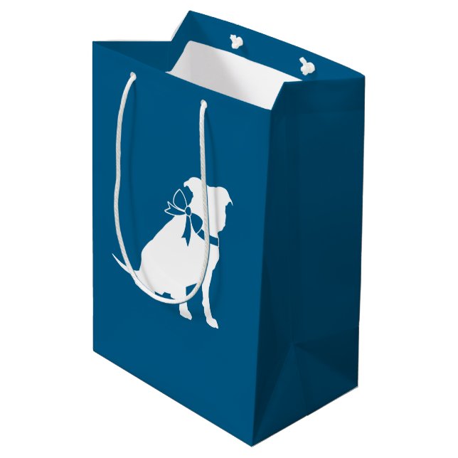 Sac Cadeau Moyen Pit Bull Baby shower Pitbull Chien Blue Boy (Dos Angle)
