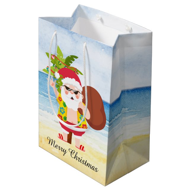 Sac Cadeau Moyen plage de Noël festive Père Noël Holiday (Dos Angle)
