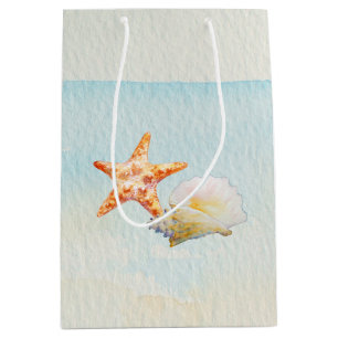 Sac Cadeau Moyen Plage tropicale avec Starfish et Conch
