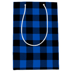 Sac Cadeau Moyen Plaid de buffle bleu et noir