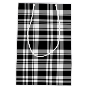 Sac Cadeau Moyen Plaid noir et blanc