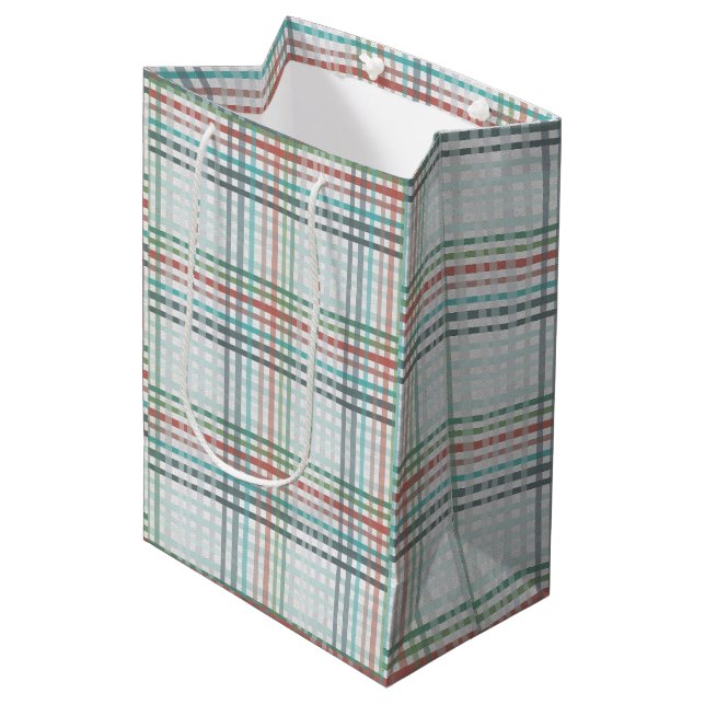 Sac Cadeau Moyen Plaid pastel (Devant Angle)