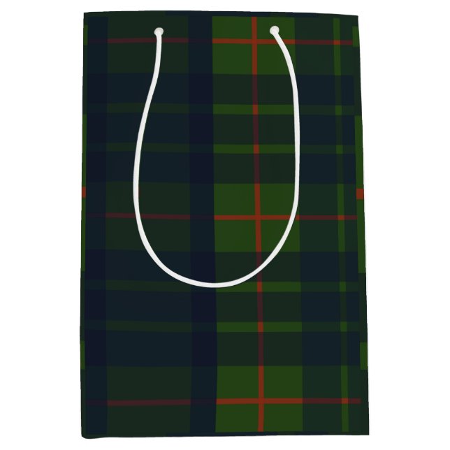 Sac Cadeau Moyen Plaid Tartan vert et bleu (Devant)
