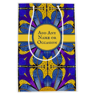 Sac Cadeau Moyen Plancher de mosaïque bleu et jaune historique - Vo