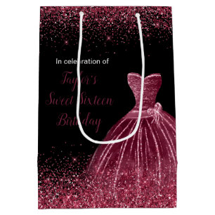 Sac Cadeau Moyen Plum Robe violette Faux Parties scintillant Douce