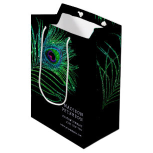 Sac Cadeau Moyen Plumes de Parties scintillant moderne Boho Chic