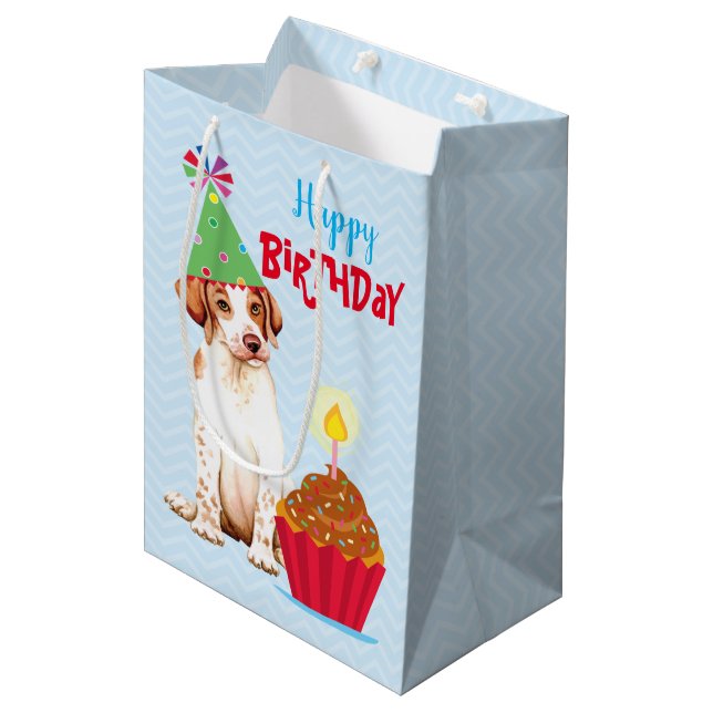 Sac Cadeau Moyen Pointeur Cupcake Anniversaire Sac-Cadeau Moyen (Devant Angle)