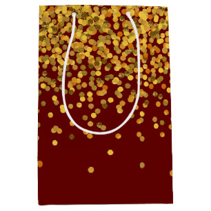 Sac Cadeau Moyen Points Confetti Gold et Red Glam