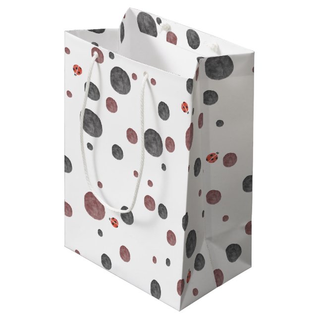 Sac Cadeau Moyen Points d'aquarelle de Ladybug (Devant Angle)
