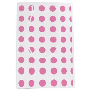 Sac Cadeau Moyen Points Polka Vintage Rose Blanc Couleur Rétro Clas