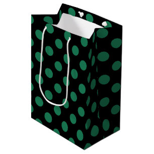 Sac Cadeau Moyen Pois vert et noir
