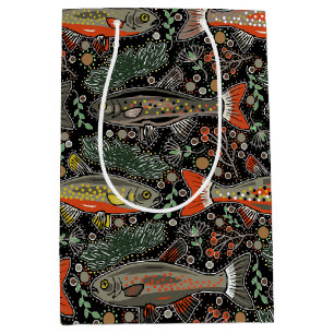 Sac Cadeau Moyen Poisson d'eau douce, Design élégant, Truite, Pêche