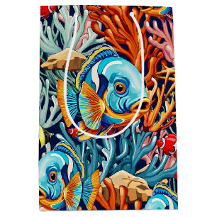 Sac Cadeau Moyen Poissons Tropicaux Vives Couleurs d'Été