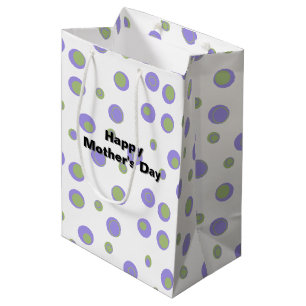 Sac Cadeau Moyen Polka vert violet point moderne