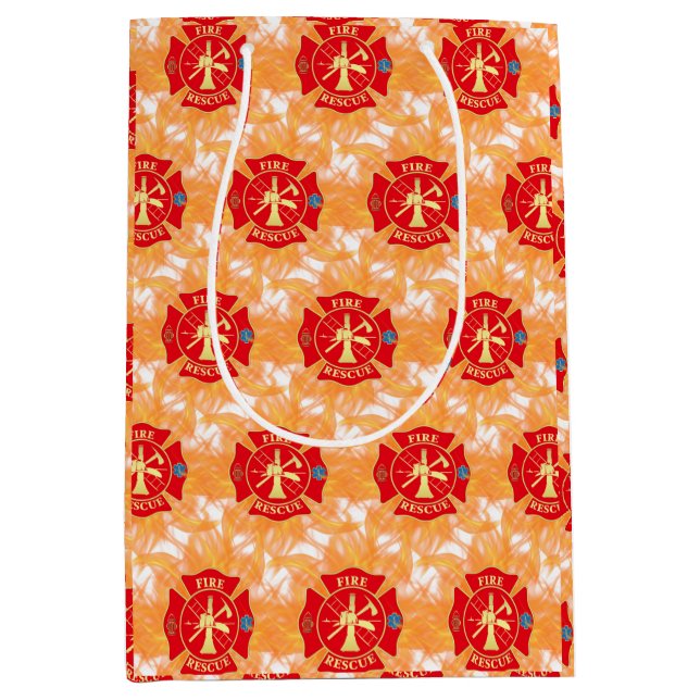 Sac Cadeau Moyen Pompier Secours incendiaire Croix de Malte Feu (Devant)