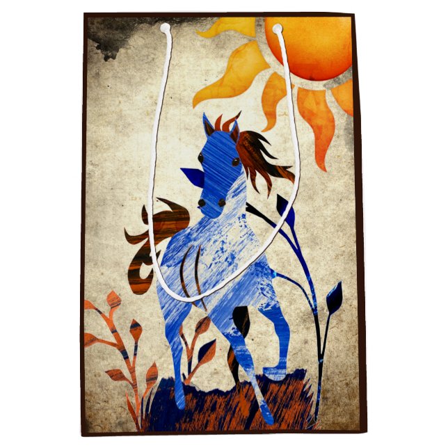 Sac Cadeau Moyen Pony sauvage avec Cheval du Soleil (Devant)
