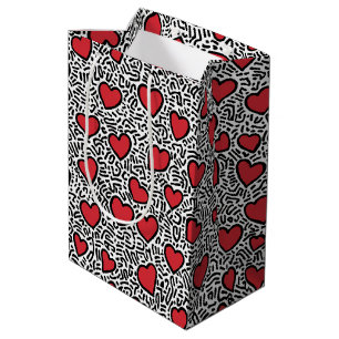 Sac Cadeau Moyen Pop Art Heart Motif