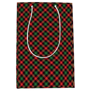 Sac Cadeau Moyen Populaire tendance Rouge Noir Vert Noël Plaid