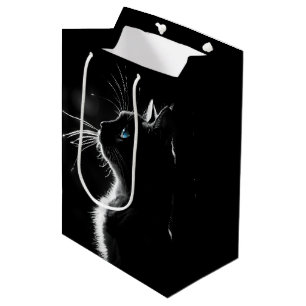 Sac Cadeau Moyen Portrait Chat Noir Pour Anniversaire