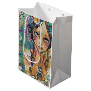 Sac Cadeau Moyen Portrait d'art en collage multimédia (8)