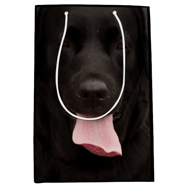 Sac Cadeau Moyen Portrait de chien noir (Devant)