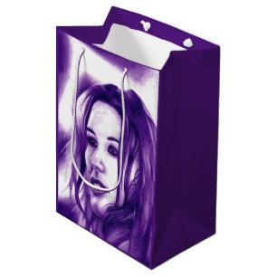 Sac Cadeau Moyen Portrait de femme pourpre Original Art