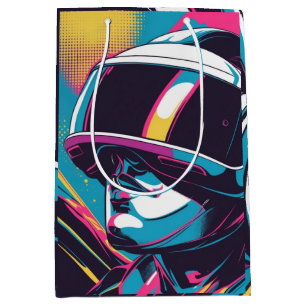 Sac Cadeau Moyen Portrait de personnage futuriste portant un casque