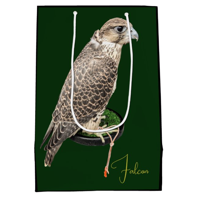 Sac Cadeau Moyen Portrait Of A Hunting Falcon Real Photo Name (Dos)
