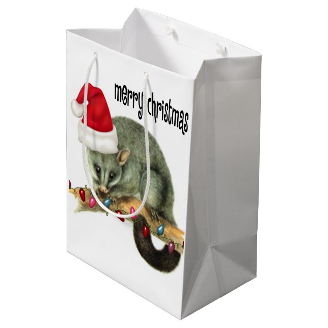 Sac Cadeau Moyen Possum Joyeux Cadeaux de Noël (Dos Angle)