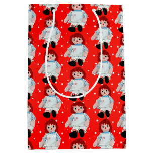 Sac Cadeau Moyen Poupée de cerf de Noël sur Pois