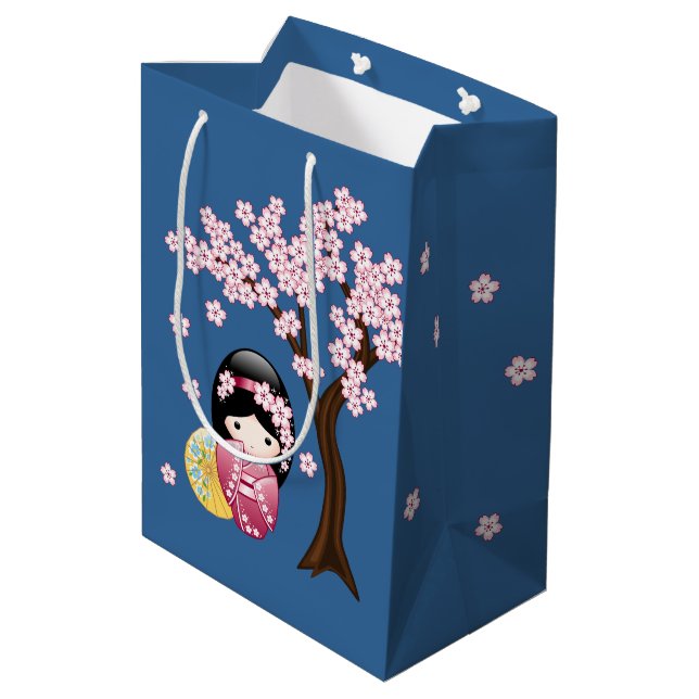 Sac Cadeau Moyen Poupée Kokeshi printemps mignonne Japonaise Geisha (Dos Angle)