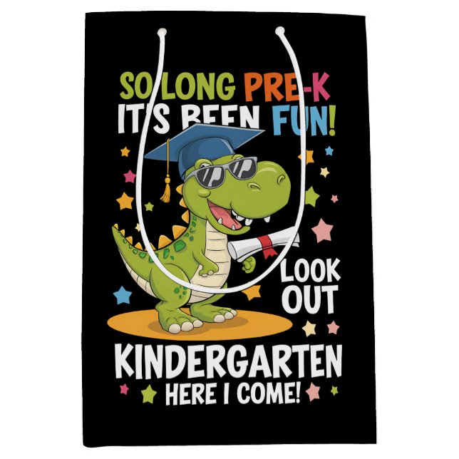 Sac Cadeau Moyen Pré K Graduate jardin d'enfants Dinosaur T Rex (Devant)