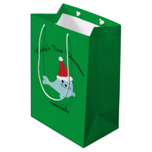 Sac Cadeau Moyen Premier phoque Père Noël de Noël pour bébé
