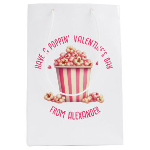Sac Cadeau Moyen Prenez un Popping Valentine's Day Pink Popcorn Hea