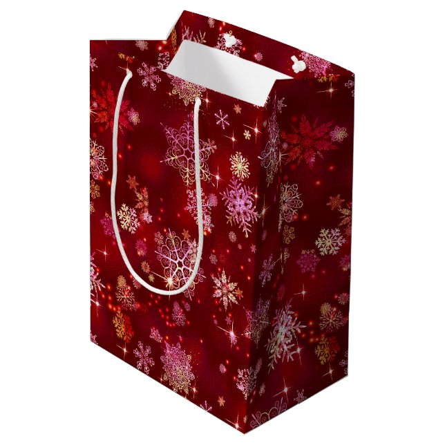 Sac Cadeau Moyen Prettiest Snowflakes Motif Red ID846 (Dos Angle)