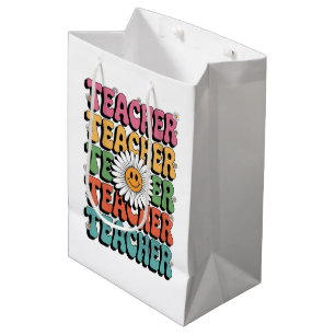 Sac Cadeau Moyen Prof Enseignant Mignon Fleur de Marguerite Rétro R