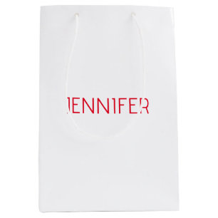 Sac Cadeau Moyen Professionnel minimaliste moderne nom blanc rouge