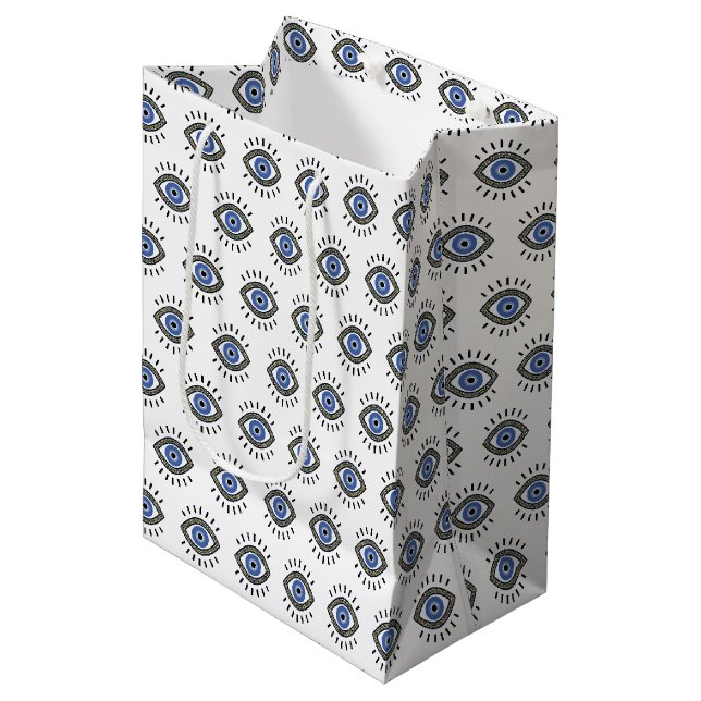 Sac Cadeau Moyen Protection des yeux mal, cils bleus (Devant Angle)