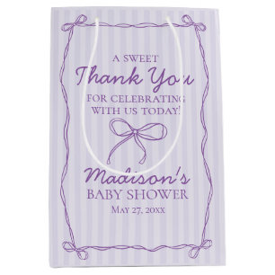Sac Cadeau Moyen Purple Coquette Bow Pastel Baby shower Favoriser