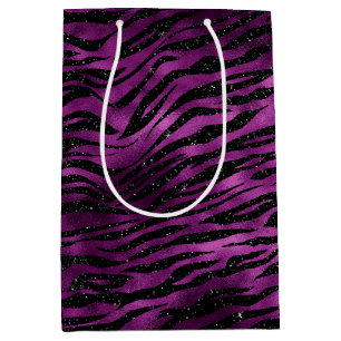 Sac Cadeau Moyen Purple Glitz Zebra Print