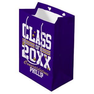 Sac Cadeau Moyen Purple Gold Graduated Class Year