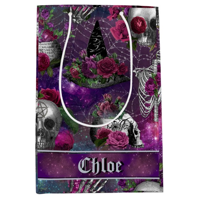 Sac Cadeau Moyen Purple Gothic Witch (Devant)