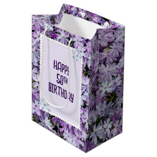 Sac Cadeau Moyen Purple Phlox Pour 50e Anniversaire