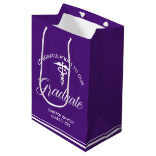 Sac Cadeau Moyen Purple White Médicale School Graduation Party