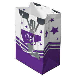 Sac Cadeau Moyen Purple & White Stars Cheer Cheer Party
