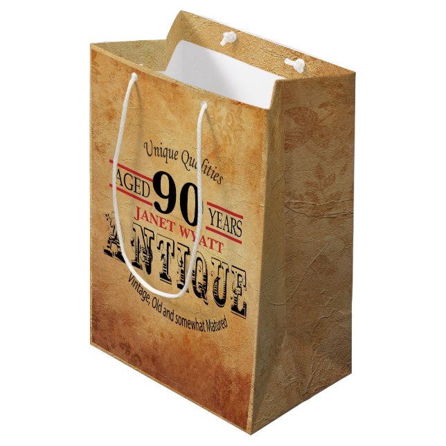 Sac Cadeau Moyen Quatre-vingt-dixième anniversaire d'étape (Devant Angle)