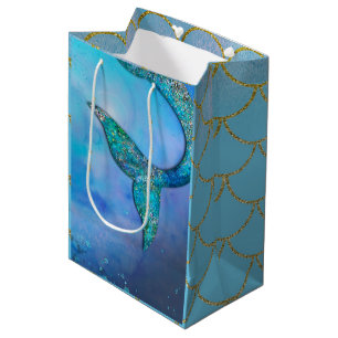 Sac Cadeau Moyen Queue de sirène de l'océan scintillant pour fête d