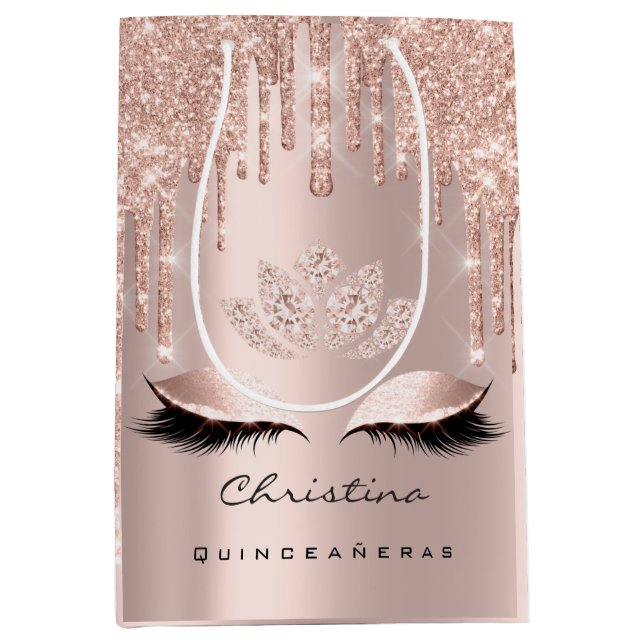 Sac Cadeau Moyen Quinceañeras Sweet 16e 15e Diamant d'étincelle nup (Devant)